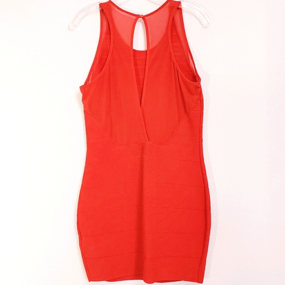 NWOT 2B Bebe Cherry Red Bandage Dress Gold/Neck… - Picture 7 of 14